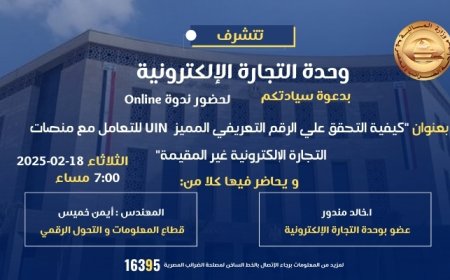 وحدة التجارة الإلكترونية بمصلحة الضرائب المصرية تنظم ندوة حول التحقق من الرقم التعريفي المميز