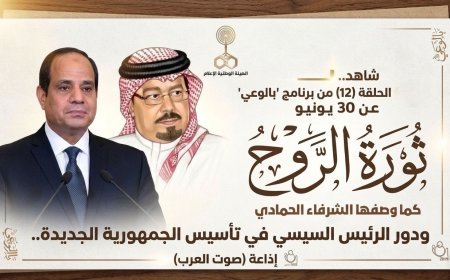 شاهد.. الحلقة (12) من برنامج "بالوعي" عن 30 يونيو ثورة الروح كما وصفها الشرفاء الحمادي ودور الرئيس السيسي في تأسيس الجمهورية الجديدة.. إذاعة (صوت العرب)