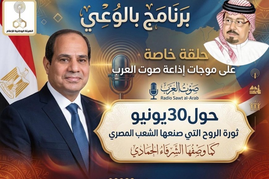 برنامج بالوعي حلقة خاصة على موجات إذاعة صوت العرب حول 30يونيو ثورة الروح التي صنعها الشعب المصري كما وصفها الشرفاء الحمادي